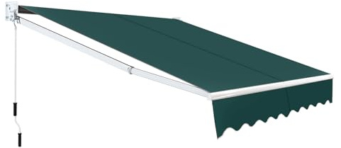 HOMASIS Einziehbare Markise 2,5 x 2/3 x 2,5 m, Gartenmarkise mit UV- & Wasserschutz, Balkonmarkise mit Handkurbel, Winkel einstellbar, Gelenkarmmarkise für Balkon & Terrasse (Grün 245 x 200 cm)