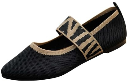 Yolimok Women's Ballet Flats & Pumps, Summer Mesh Slip-On Flat Slippers Platform Wide Fit with Soft Comfy Stretchy Elastic Ankle Straps Casual Wear Every-Day Closed Toe Ballerina Pumps Dolly Shoes