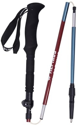 Alpinus - Wanderstöcke Faltbar Aosta NX11311, Walking Stöcke Teleskop Design, Gehstock Höhenverstellung 110–130 cm, Trekkingstöcke mit Zubehör Inklusive, Wanderstock - Rot-Blau