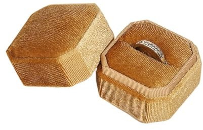 DYYEUAVT Scatola Porta-Anello Vintage Ottagonale Quadrata Singola e Doppia con Coperchio Staccabile, Scatola Porta-Orecchini, proposta di Matrimonio, Anello Pendente(Gold,Pendan Box)