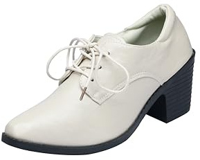 Las Mujeres con Cordones Oxfords Puntiagudos Tacones Altos Clásico Elegante Mocasines Zapatos De Cuero,Blanco,39