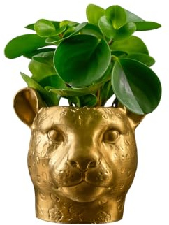 Generisch Blumentopf in Leopardenform – Deko Übertopf für Zimmerpflanzen, 3D Optik (Silber)