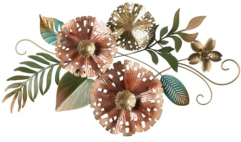 Beliani Ornamento da parete moderno fatto a mano in metallo con composizione floreale Pezzo d'arte multicolore in tecnezio