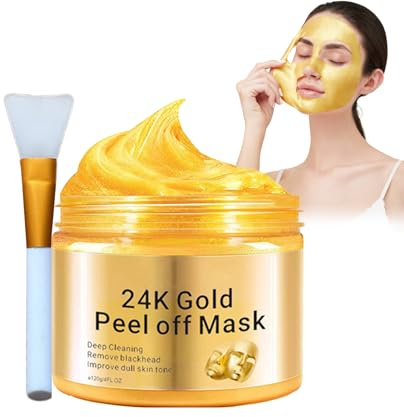 24K Gold Peel Off Maske Gesicht,Kollagen Maske mit Hyaluronsäure & Aloe Vera,Gold Mask Feuchtigkeit Anti Aging,Porenreiniger für strahlende Haut,Koreanische Gesichtsmaske für Frauen und Männer
