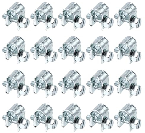 sourcing map 20pcs Fuel Injection Hose Clamp 6-8mm Adjustable Zinc Plated Steel Mini Gas Line Hose Clamp for Automotive Agriculture Plumbing Diesel Petrol Pipe