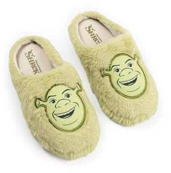 Shrek Pantuflas verdes con caras de personajes | Calzado cómodo y esponjoso para adultos | Pantuflas inspiradas en películas | Perfectas para relajarse en casa