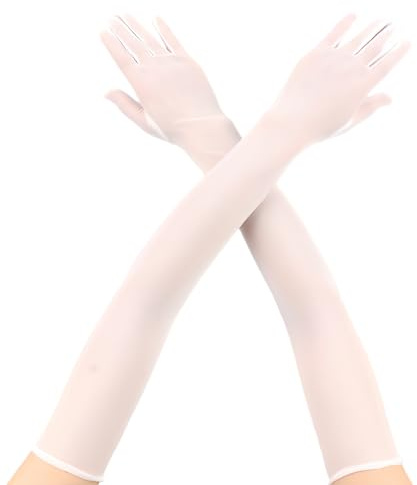 fshxj Handschuhe Tüll Gloves Nylon Weiß Armstulpen Damen Lang Elegant Hautfarben KostüM Weiß Costume Damenhandschuhe Durchsichtig Durchsichtige Lange Nylonhandschuhe
