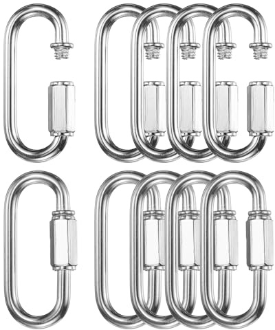 PATIKIL 5mm Connecteur Rapide De Chaine, 10 Pcs 110lbs Maillons De Chaine Renforces Connecteurs De Chaine A Verrouillage pour Gym Exterieur Camping, Argent