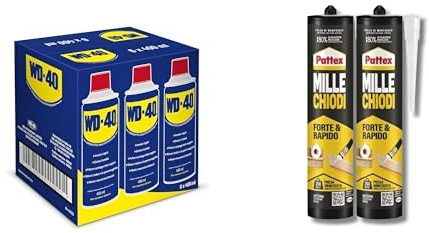 Bundle WD-40 MUP Lubrificante Spray 400 ml X6 & PATTEX Millechiodi Forte&Rapido 400g Bipacco