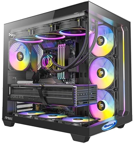 Tiburcc Computer Gaming PC doppia camera 10 ventole (R7 7800X3D, RTX 5070 12GB) 32GB RAM 1TB NVMe WIFI Bluetooth