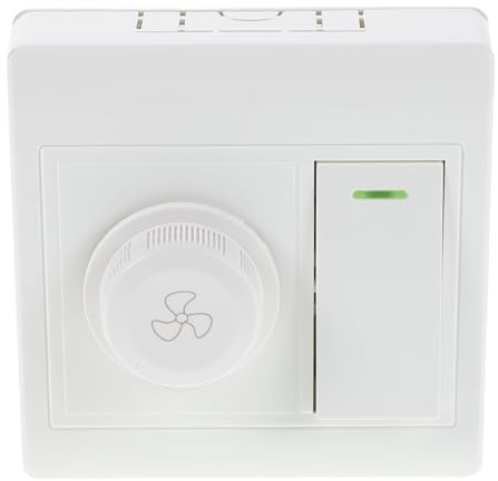Kichvoe Interrupteur Variateur Intelligent Combiné pour Ventilateur de Plafond Contrôle Rotatif Vitesse, Double Commande, en Plastique Blanc, pour Chambre et Salon