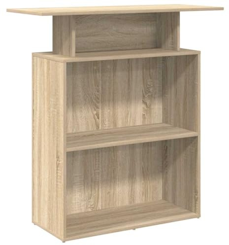Mhdvray Bancone per ricevimento, in rovere Sonoma, 100 x 40 x 104 cm, bancone in legno per ufficio, studio, salone e lobby, bancone di cassa con ripiano integrato, bancone per ricevimenti, bancone