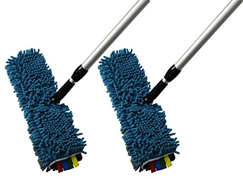 2 x CrazyGadget® Heavy Duty Double Sided Extendable Microfibre Mop and Sweeper for Dry, Laminate or Wooden Floors
