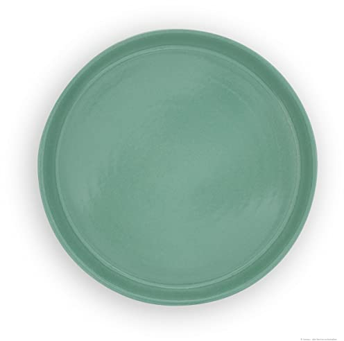 K&K Soucoupe ronde pour pot de fleurs Venus II sans anse 45 x 37 cm – Ø 36 cm, vert flammé en grès (céramique de qualité supérieure)