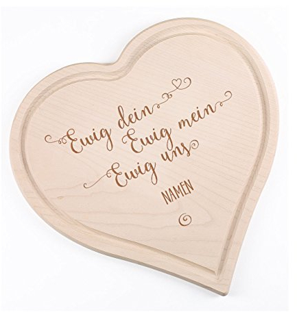 Cera & Toys® Schneidebrett - Ewig dein, Ewig mein, Ewig uns - mit Namensgravur zur Hochzeit