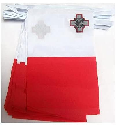 AZ FLAG Ghirlanda 12 Metri 20 Bandiere Malta 45x30cm - Bandiera Maltese 30 x 45 cm - Festone BANDIERINE