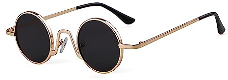 ADEWU Runde Sonnenbrille Hippie Vintage Street Style Cyberpunk Brillen Metallrand für Herren Damen