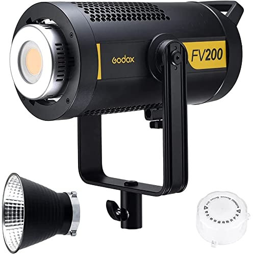 Godox FV200 Flash LED Lampe 2 en 1, 200W LED Vidéo Light 1/8000 HSS Studio Stroboscopie Flash avec Bowens Mount, Godox 2.4G X sans Fil Système intégré 8 FX Effets Modes