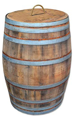 300 Liter Weinfass als Regenfass - Rustikal (Geölt - Deckel mit Kordelgriff)