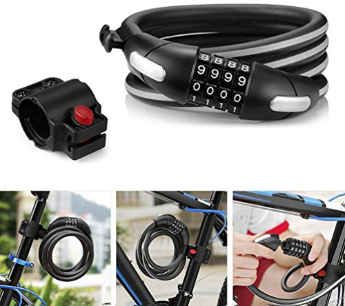 RONGJJ Sichern Fahrradschloss, Starkes Sicherheits-Pick-resistentes Fahrradkettenschloss, Keine Schlüssel Erforderlich, Mit Passwort öffnen, 4 Stellige Rücksetzbare Nummer Ideal