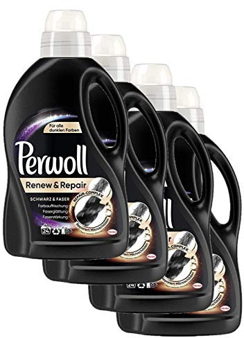 Perwoll Renew & Repair Schwarz & Faser, Feinwaschmittel, 96 (4 x 24) Waschladungen, für schwarze Wäsche