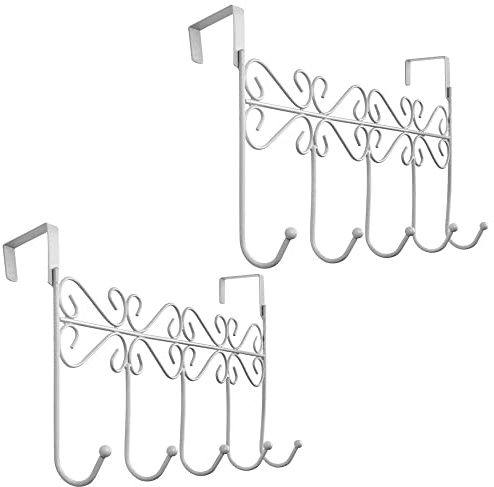 Youdepot Türhaken über der Tür, Garderobe über der Tür, Handtuchhalter, Türhaken, Haken für Badezimmer, Kleidung, Gürtel, Hut, hinter der Rückseite des Badezimmers, 2 Stück 5 Haken, weiß.