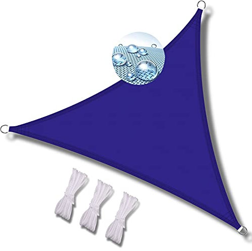 tenda a vela 4.5x4.5x4.5 riso tende per esterno impermeabili tenda parasole vela ombreggiante telo da sole con anelli parasole triangolare traspirante per terrazza con corda di fissaggio-Blu Reale