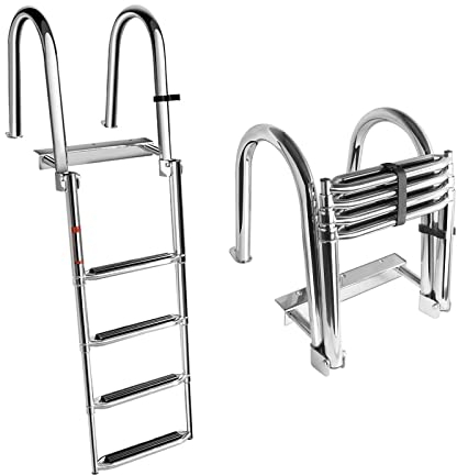Échelle de bain pour bateau - En acier inoxydable - 4 marches antidérapantes - Pour pont de yacht, piscine - Charge maximale : 200 kg