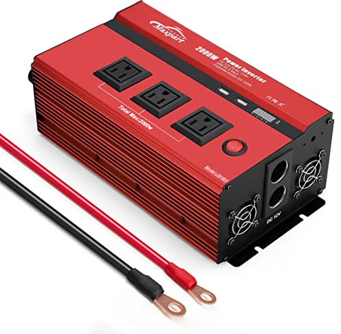 2000w 12v Car Power Inverters for Vehicles Truck with USB Charging Port,12v DC to 110v AC Inverter Converter with 3 AC Outlets