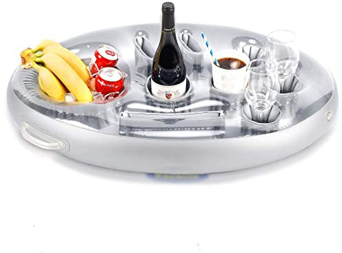 MIAOLLUN Premium Floating Drink Holder for Pool, Hot Tub Accessories Decorations Toys for Adults Kids with 9 Holes Large Capacity Drink Float for Pools & Hot Tub,Gray