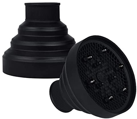 Hair Dryer Diffuser Collapsible Hair Dryer Diffuser -Fit Most Hair Dryers (Black)