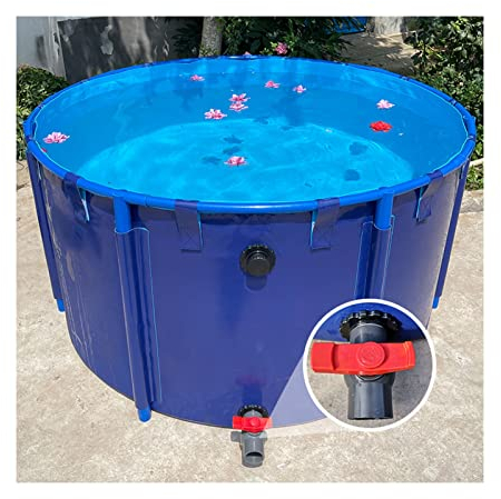 zklaseot Stahlrahmenbecken, Aquarium Pool Teich Mit Ablassventil, PVC-Leinwand Mit Stahlrahmen for Teiche Fischbecken Koi Goldfisch (Farbe : Blau, Größe : 2X1M/3100L)