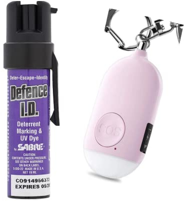 Pack Spray Anti AGRESSION Sabre 19 ML + Alarme PERSONNELLE 130 DÉCIBELS D’Urgence Anti-AGRESSION DÉFENSE (Rose)