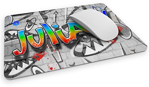 timalo® Mousepad Graffiti mit Namen | Gamer Mauspad personalisiert mit Wunschname für Jungen und Mädchen | Mousepad-g-31