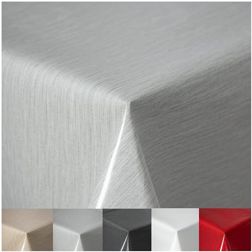 Wachstuchtischdecke Tischdecke abwaschbar PVC Plastik-Tischdecken Gartentischdecke RUND OVAL ECKIG Rechteckig Outdoor Wachs Tafeldecke (Hellgrau, Eckig 130x220cm)