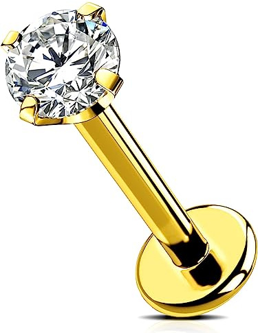 OUFER Body Piercing Titan Innenlippenstäbe Labret Stud Piercing 6mm/8mm/10mm/12mm Helix Ohrring 16G Tragus Ohrring Piercing Schmuck Gold Tragus Helix Conch Lippenpiercing Stäbe