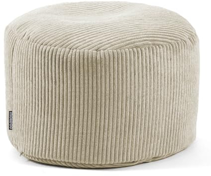 mokebo® Pouf XL, Hocker, Sitzhocker aus Cord 40x60 cm 'Der Faule Lenz', Bodenkissen rund in Beige, Fußhocker, Indoor Sitzkissen Stoff, Puff, Sitzpouf drinnen, kuschelig & weich, mit EPS-Perlen Füllung