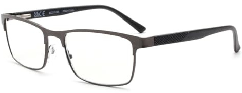 ZAVISH Blue Light Blocking Reading Glasses For Men Women Rectangle Metal Frame Spring Hinges Anti Blue Light UV Glare Filter Computer Screens & Case
