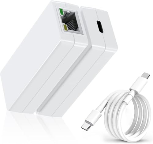 Procet Adaptador convertidor PoE USB C, Fuente de alimentación IEEE802.3af de 5 V y 10 W PoE a USB C y Transferencia de Red de 100 Mbps para tabletas, Puntos de Venta y señalización Digital