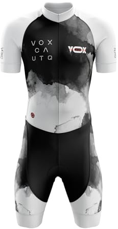 VOXCAUTQ Triathlon kostym män i ett stycke kortärmad – skinnsuit cykeltröja med tjock sittdyna, 3 fickor, andas, snabbtorkande för simning, cykling, löpning, Typ 10, M