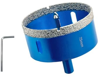 Teronbeta Diamanthålsåg 75 mm med centreringsborr, professionell hårdlödd diamant hålsborr för kakel, porslin, keramik, glas, kvarts, marmor