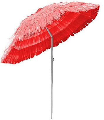 Sonnenschirm für den Garten, zum Aufkurbeln, Hawaiianischer Strohschirm für den Außenbereich, Strandschirm, Terrassenschirm, Gartenschirm, Sonnenschutz, Farbverlauf mit Grasrock