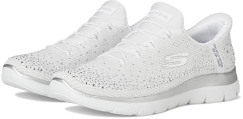 Skechers Damen Summits-Brilliant Shine Hands Free Slip-insSneaker | Slipper, Weiß, Schlupfschuh, Strasssteine, Vegan, Damen, Schuhe