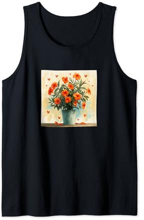 Oleander Plant In Pot Cottagecore Hearts Graphic Tank Top