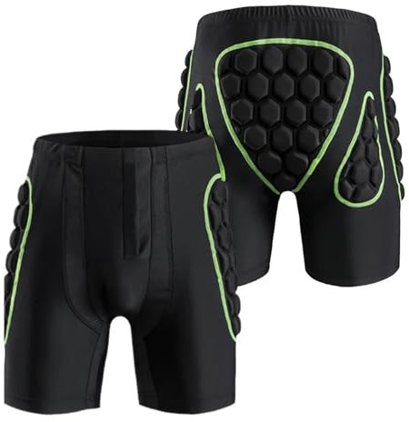 GSJNHY Gepolsterte Ski Schutzhosen Männer Gesäß Schutz Gepolsterte Outdoor Sport Skifahren Skaten Snowboard Shorts Hüfte Schutz Shorts Pad for Ski Snowboard(Green,XL)