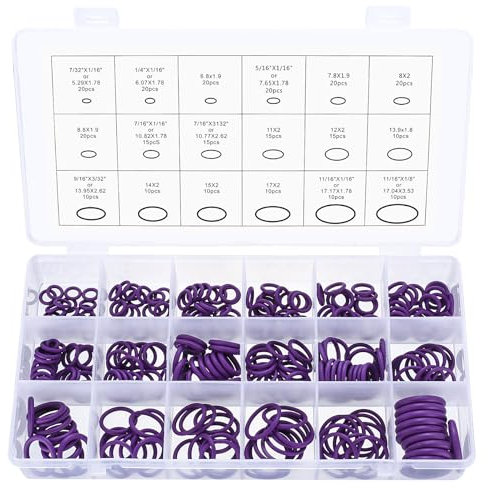 270 Pz Oring, Guarnizioni O-Ring in Gomma, Guarnizioni in Gomma Assortimento Kit, Rondelle Guarnizione O Ring Guarnizioni O'ring, Anelli di Tenuta per Rubinetti Guarnizioni Idrauliche(Viola)