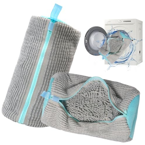 Lymshine Shoe Washing Machine Bag, 2pcs Grey Laundry Shoe Bags for Washing Machine Reusable, with Hidden Zipper Design, Non-Tangle, Anti-Scratch, Protects Shoes & Machine Drum