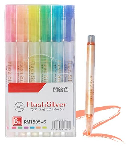 Generisch Glitzerstift, glitzernde Textmarker | 6X Schimmermarker mit schrägen Spitzen, Supplies, Glitzer-Gelstifte, dünnes Pastell-Textmarker-Set für Kinder
