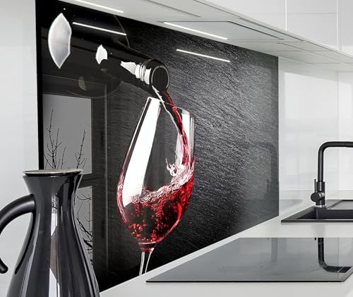 timalo Herd Spritzschutz Wand Spüle, Küche Küchenrückwand Glasoptik | Acryl Glas 2mm | Glasrückwand Acrylglas Küchenpaneele Rückwandschutz Platte | 60x40cm Rotwein Schieferplatte
