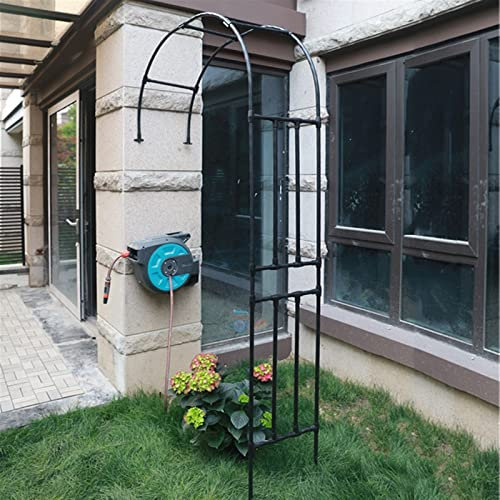 Metall-Halbbogen-Rosentorbogen zur Wandmontage, ideal für Rosen und Kletterpflanzen, wetterbeständig, Gartenspalier, schwarz, 120 x 240 x 40 cm